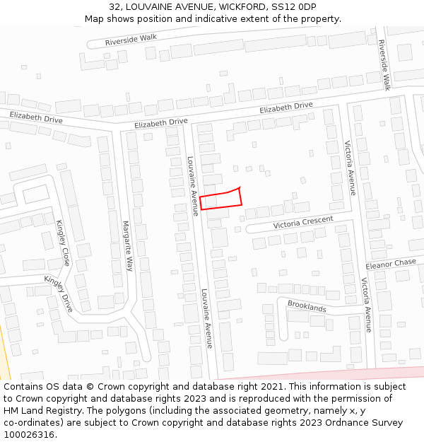 32, LOUVAINE AVENUE, WICKFORD, SS12 0DP: Location map and indicative extent of plot