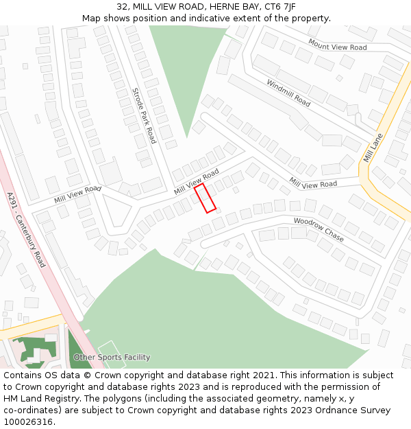 32, MILL VIEW ROAD, HERNE BAY, CT6 7JF: Location map and indicative extent of plot