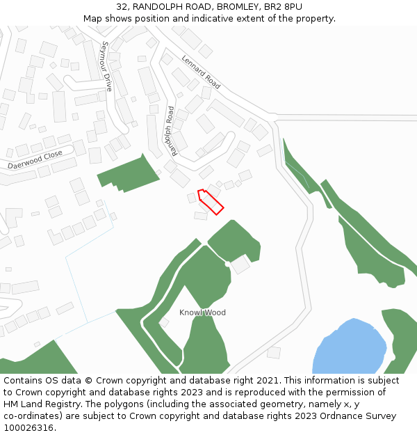 32, RANDOLPH ROAD, BROMLEY, BR2 8PU: Location map and indicative extent of plot