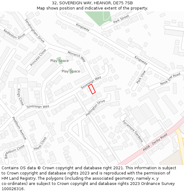 32, SOVEREIGN WAY, HEANOR, DE75 7SB: Location map and indicative extent of plot