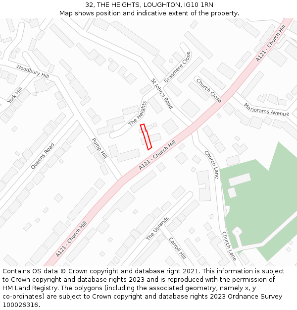 32, THE HEIGHTS, LOUGHTON, IG10 1RN: Location map and indicative extent of plot