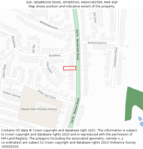 326, NEWBROOK ROAD, ATHERTON, MANCHESTER, M46 9QP: Location map and indicative extent of plot