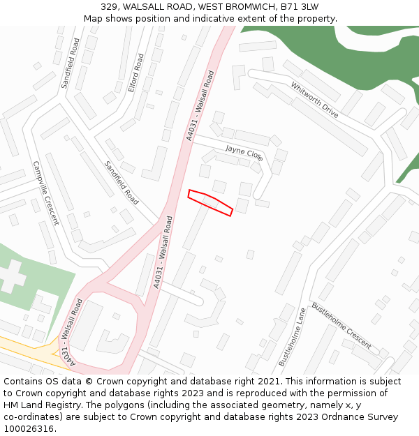 329, WALSALL ROAD, WEST BROMWICH, B71 3LW: Location map and indicative extent of plot