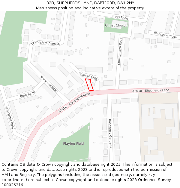 32B, SHEPHERDS LANE, DARTFORD, DA1 2NY: Location map and indicative extent of plot