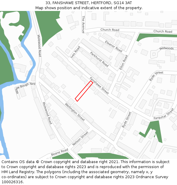 33, FANSHAWE STREET, HERTFORD, SG14 3AT: Location map and indicative extent of plot