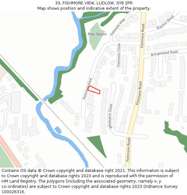 33, FISHMORE VIEW, LUDLOW, SY8 2PR: Location map and indicative extent of plot