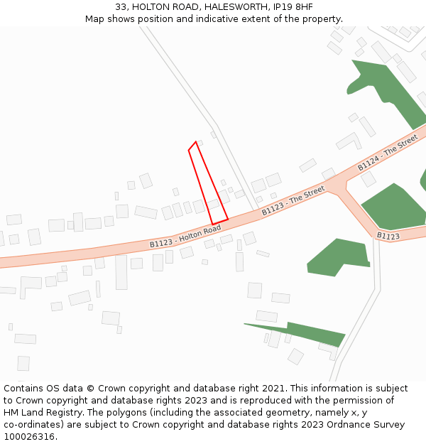 33, HOLTON ROAD, HALESWORTH, IP19 8HF: Location map and indicative extent of plot