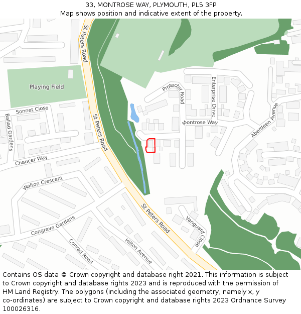 33, MONTROSE WAY, PLYMOUTH, PL5 3FP: Location map and indicative extent of plot