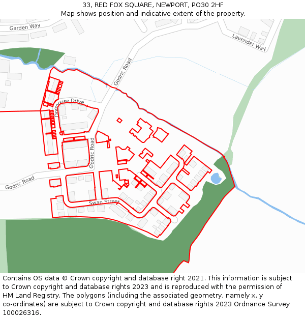 33, RED FOX SQUARE, NEWPORT, PO30 2HF: Location map and indicative extent of plot