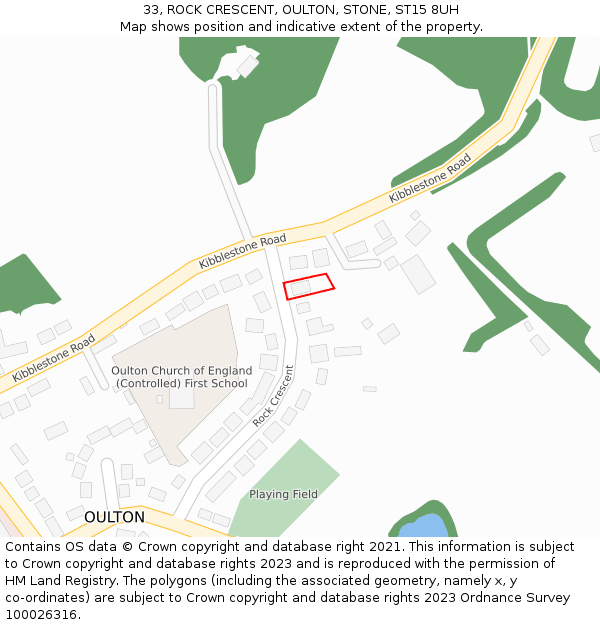 33, ROCK CRESCENT, OULTON, STONE, ST15 8UH: Location map and indicative extent of plot