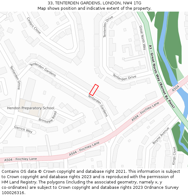 33, TENTERDEN GARDENS, LONDON, NW4 1TG: Location map and indicative extent of plot