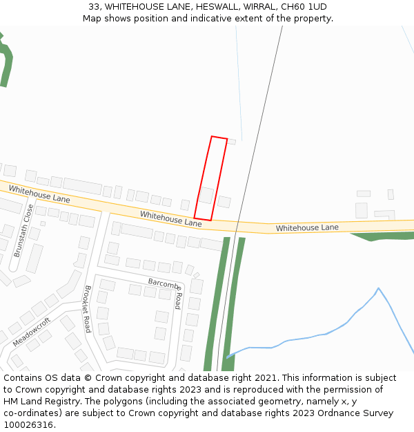 33, WHITEHOUSE LANE, HESWALL, WIRRAL, CH60 1UD: Location map and indicative extent of plot