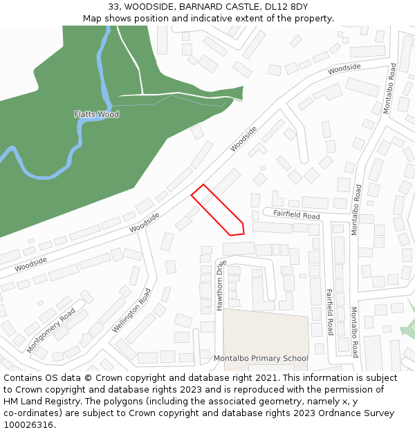 33, WOODSIDE, BARNARD CASTLE, DL12 8DY: Location map and indicative extent of plot