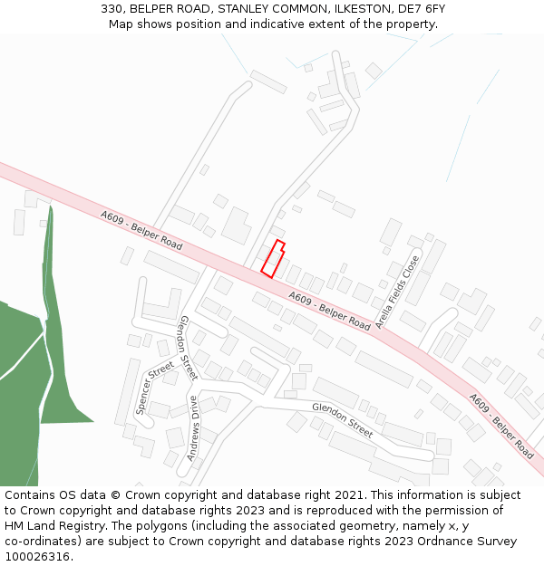 330, BELPER ROAD, STANLEY COMMON, ILKESTON, DE7 6FY: Location map and indicative extent of plot