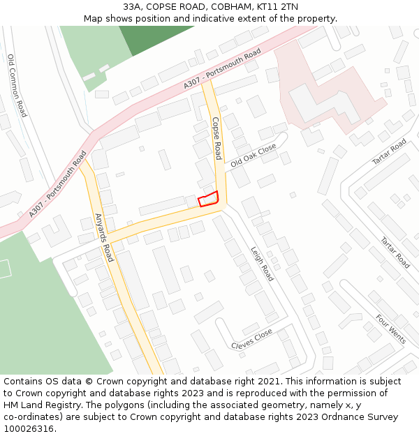 33A, COPSE ROAD, COBHAM, KT11 2TN: Location map and indicative extent of plot