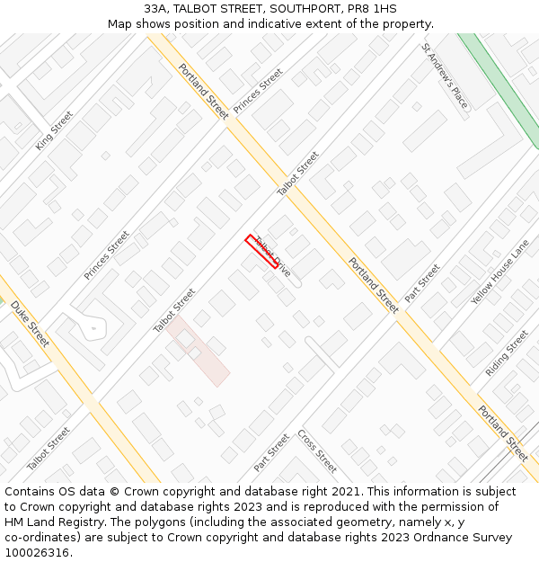 33A, TALBOT STREET, SOUTHPORT, PR8 1HS: Location map and indicative extent of plot