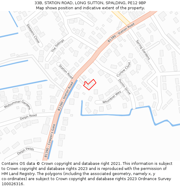 33B, STATION ROAD, LONG SUTTON, SPALDING, PE12 9BP: Location map and indicative extent of plot