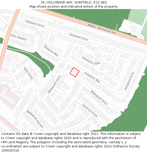 34, HOLLYBANK WAY, SHEFFIELD, S12 2BZ: Location map and indicative extent of plot