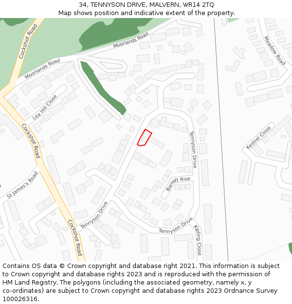 34, TENNYSON DRIVE, MALVERN, WR14 2TQ: Location map and indicative extent of plot