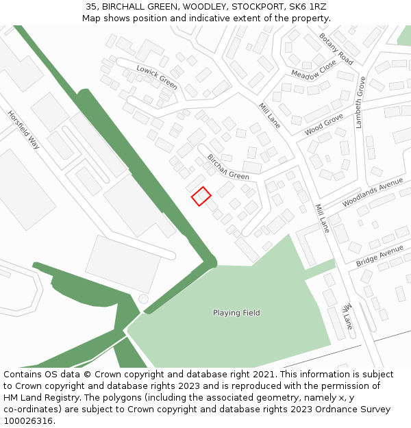 35, BIRCHALL GREEN, WOODLEY, STOCKPORT, SK6 1RZ: Location map and indicative extent of plot