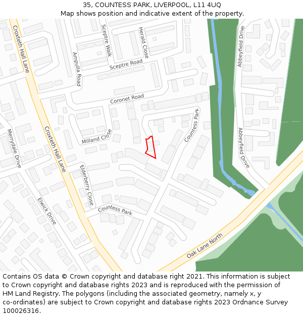 35, COUNTESS PARK, LIVERPOOL, L11 4UQ: Location map and indicative extent of plot