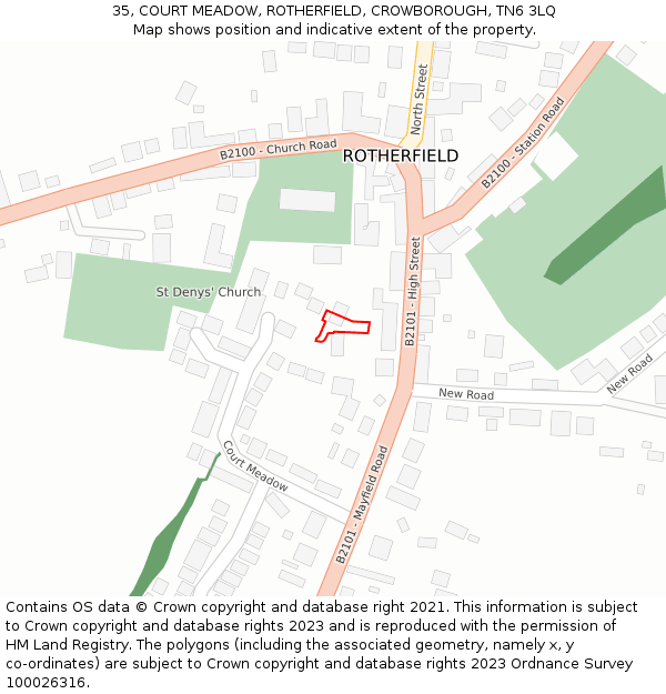 35, COURT MEADOW, ROTHERFIELD, CROWBOROUGH, TN6 3LQ: Location map and indicative extent of plot