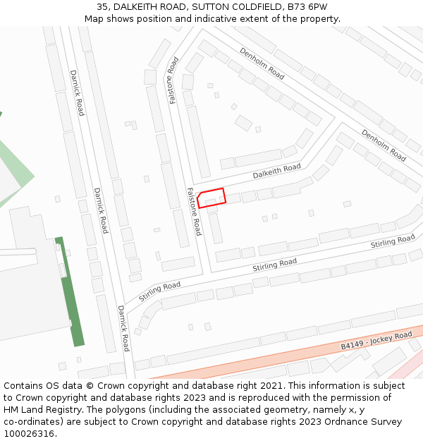 35, DALKEITH ROAD, SUTTON COLDFIELD, B73 6PW: Location map and indicative extent of plot