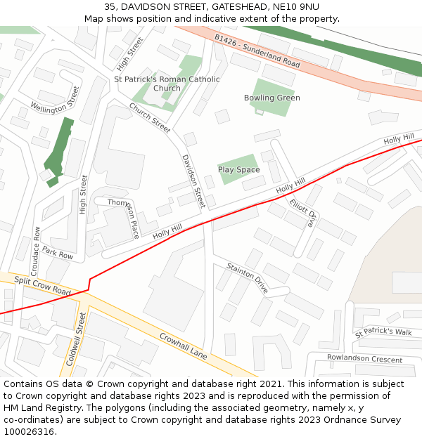 35, DAVIDSON STREET, GATESHEAD, NE10 9NU: Location map and indicative extent of plot