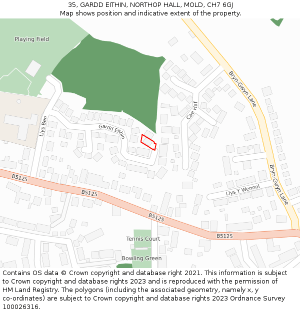 35, GARDD EITHIN, NORTHOP HALL, MOLD, CH7 6GJ: Location map and indicative extent of plot