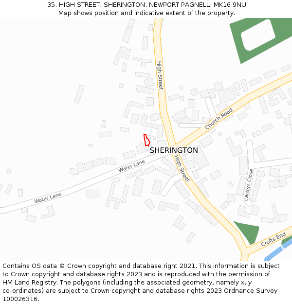 35, HIGH STREET, SHERINGTON, NEWPORT PAGNELL, MK16 9NU: Location map and indicative extent of plot