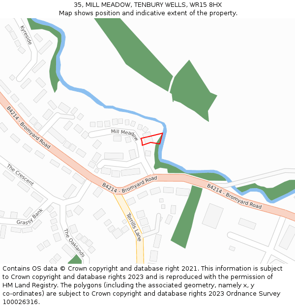 35, MILL MEADOW, TENBURY WELLS, WR15 8HX: Location map and indicative extent of plot