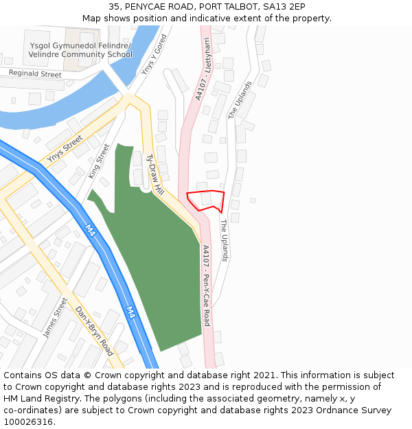 35, PENYCAE ROAD, PORT TALBOT, SA13 2EP: Location map and indicative extent of plot