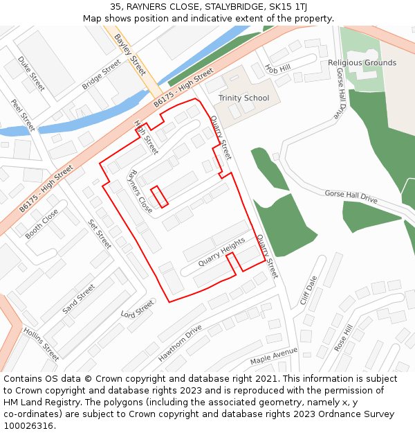 35, RAYNERS CLOSE, STALYBRIDGE, SK15 1TJ: Location map and indicative extent of plot