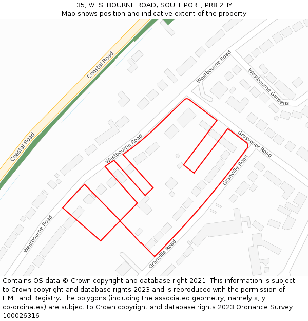 35, WESTBOURNE ROAD, SOUTHPORT, PR8 2HY: Location map and indicative extent of plot