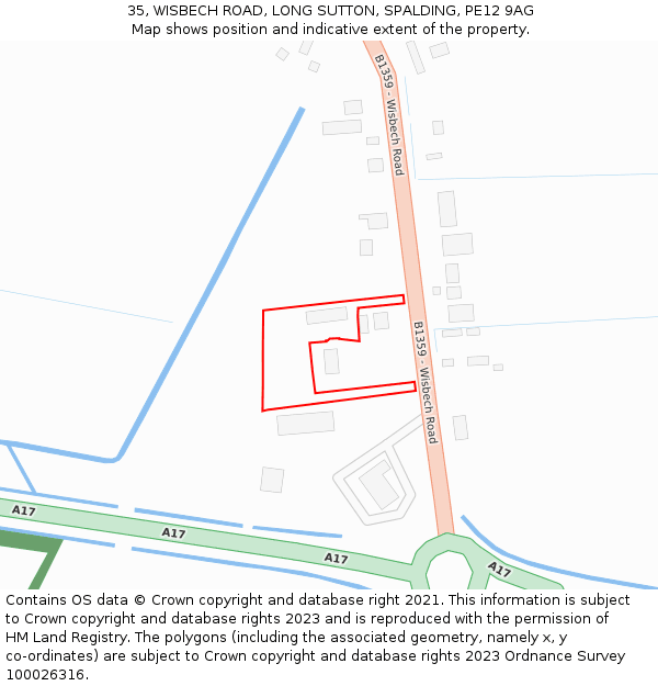 35, WISBECH ROAD, LONG SUTTON, SPALDING, PE12 9AG: Location map and indicative extent of plot