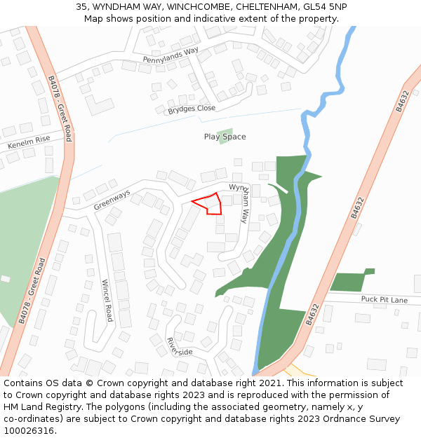 35, WYNDHAM WAY, WINCHCOMBE, CHELTENHAM, GL54 5NP: Location map and indicative extent of plot