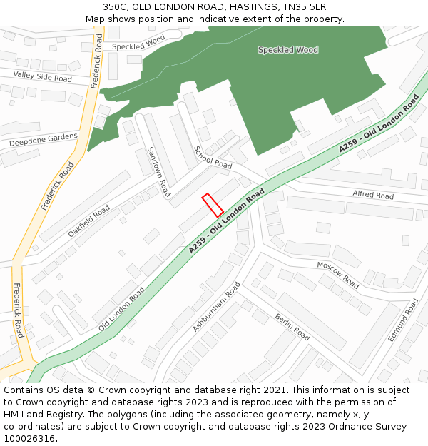 350C, OLD LONDON ROAD, HASTINGS, TN35 5LR: Location map and indicative extent of plot