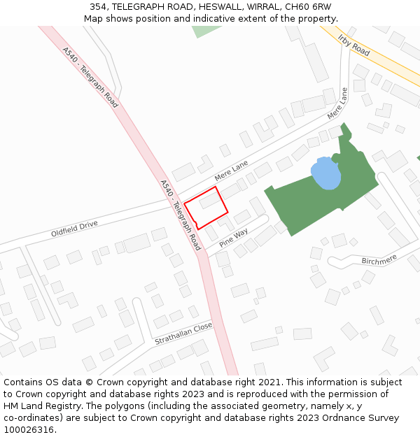 354, TELEGRAPH ROAD, HESWALL, WIRRAL, CH60 6RW: Location map and indicative extent of plot