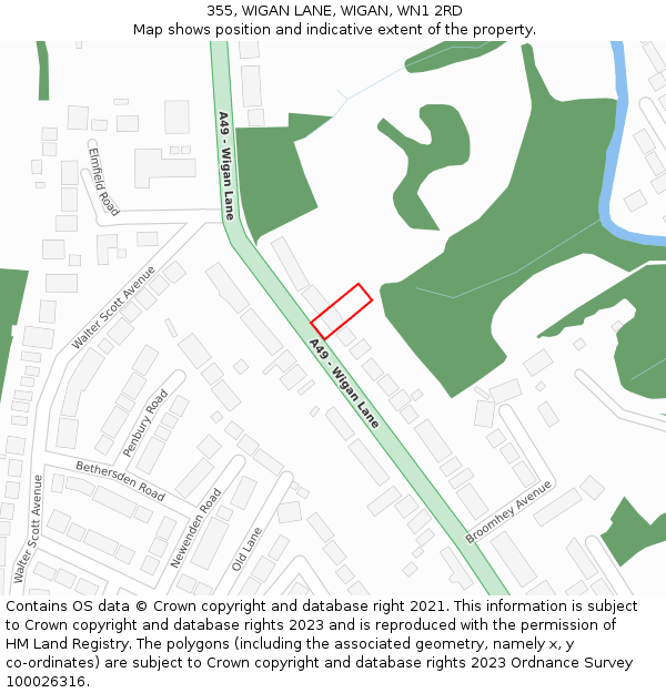 355, WIGAN LANE, WIGAN, WN1 2RD: Location map and indicative extent of plot