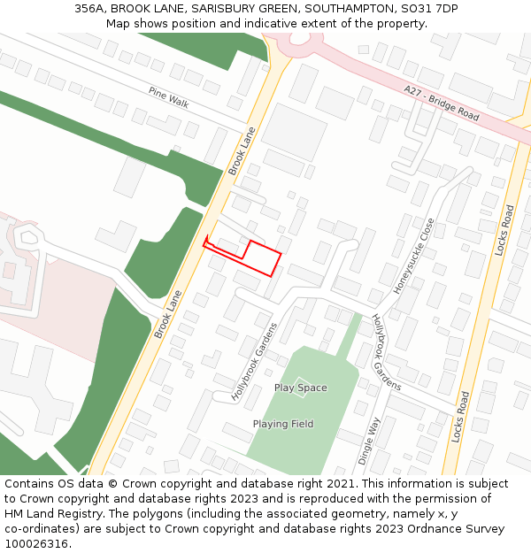 356A, BROOK LANE, SARISBURY GREEN, SOUTHAMPTON, SO31 7DP: Location map and indicative extent of plot