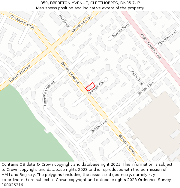 359, BRERETON AVENUE, CLEETHORPES, DN35 7UP: Location map and indicative extent of plot