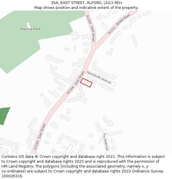 35A, EAST STREET, ALFORD, LN13 9EH: Location map and indicative extent of plot