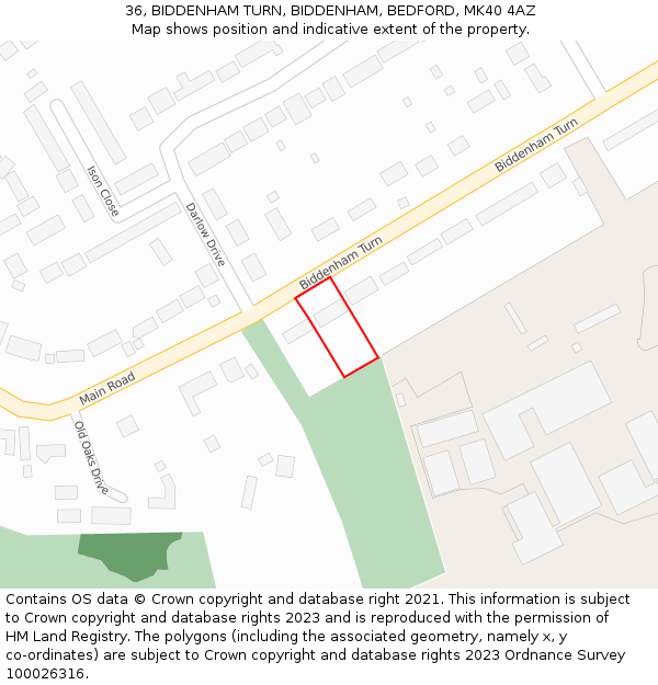 36, BIDDENHAM TURN, BIDDENHAM, BEDFORD, MK40 4AZ: Location map and indicative extent of plot