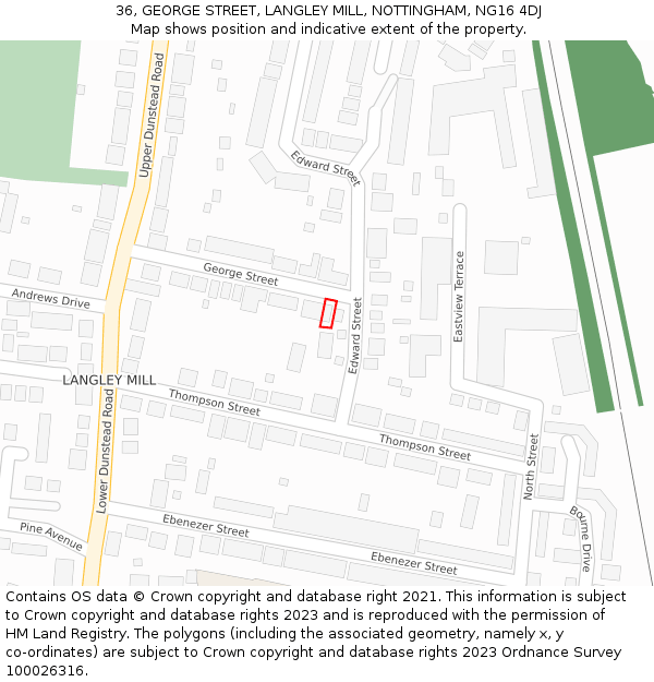 36, GEORGE STREET, LANGLEY MILL, NOTTINGHAM, NG16 4DJ: Location map and indicative extent of plot