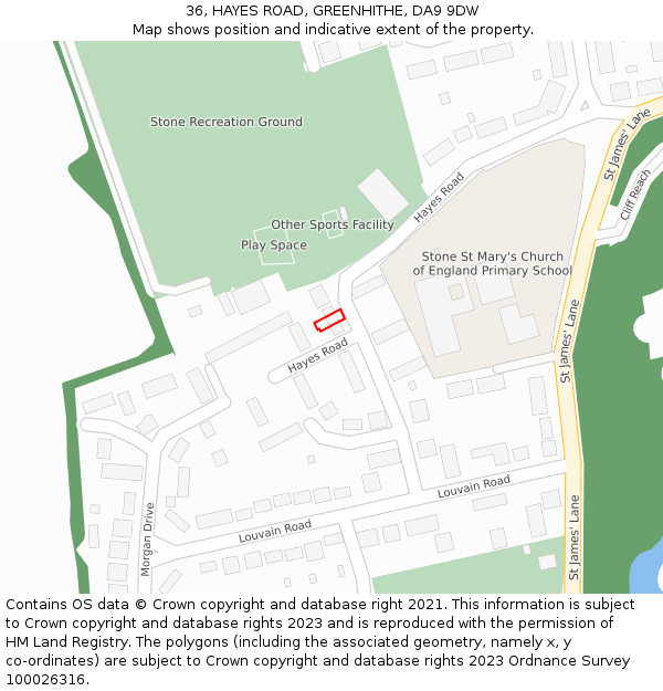 36, HAYES ROAD, GREENHITHE, DA9 9DW: Location map and indicative extent of plot