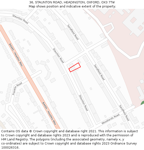 36, STAUNTON ROAD, HEADINGTON, OXFORD, OX3 7TW: Location map and indicative extent of plot