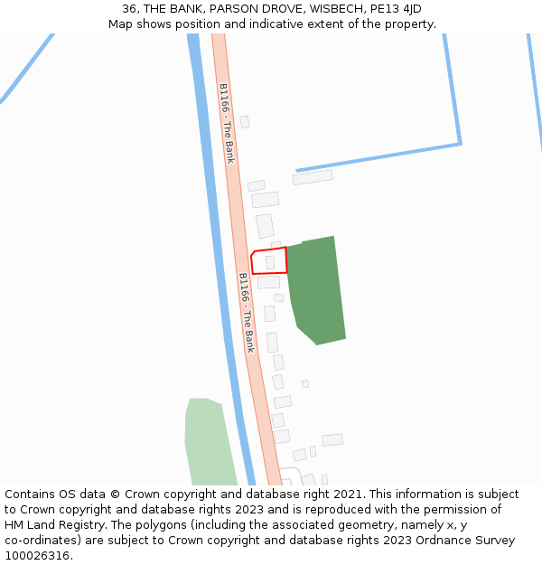 36, THE BANK, PARSON DROVE, WISBECH, PE13 4JD: Location map and indicative extent of plot