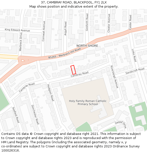 37, CAMBRAY ROAD, BLACKPOOL, FY1 2LX: Location map and indicative extent of plot