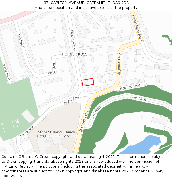 37, CARLTON AVENUE, GREENHITHE, DA9 9DR: Location map and indicative extent of plot