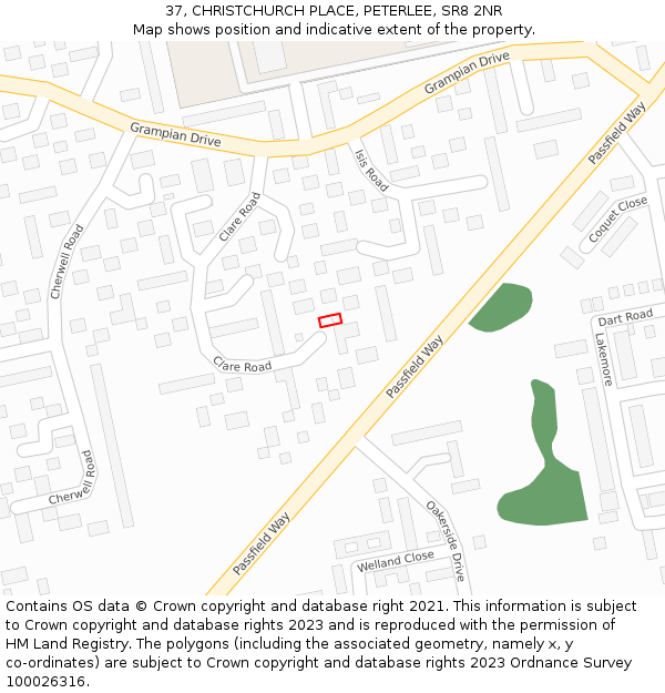 37, CHRISTCHURCH PLACE, PETERLEE, SR8 2NR: Location map and indicative extent of plot